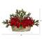 18'' Poinsettia, Succulent & Pine Plant in Decorative Vase
